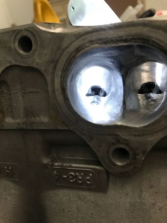 Rough cut on the exhaust ports. Waiting on a bunch of small flapper wheels for clean up. 