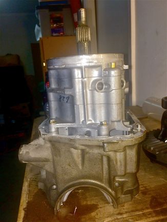 The clutch pack, which is removed here, sits on top of the piston housing.