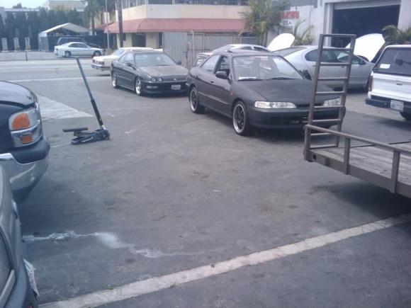 Getting droped of, Look at dougs whip in tha back.