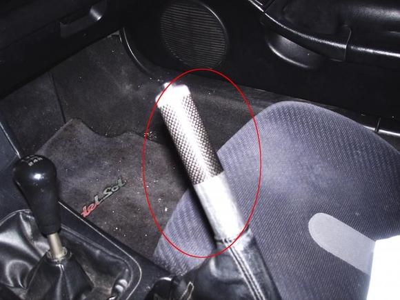 E brake handle was loose, and not slid on far enough