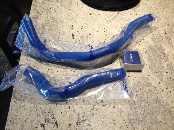 some "over night parts form japan" showed up I have learned that when you live in Canada there is no such thing as over night parts more like 2 months. love these hoses a lot of people say they are a waste of money but I wanted my car to have a clean looking bay.