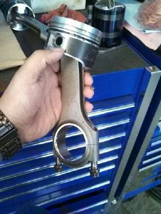 Eagle H beam Forged rods, Wiseco Forged 9:1 pistons held together with ARP studs