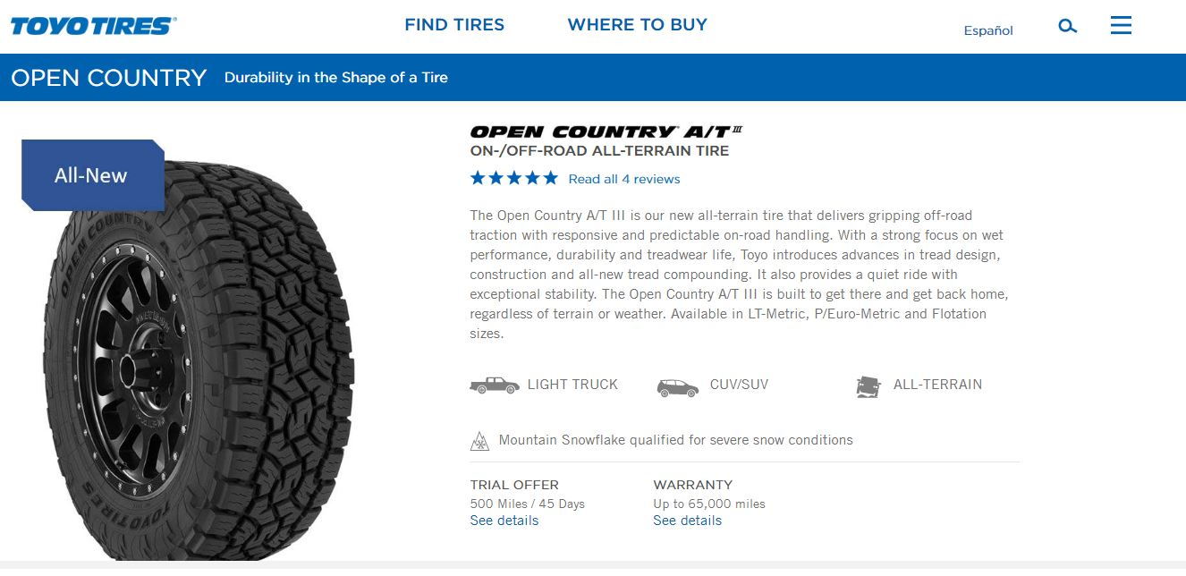 New A T Tire From Toyo Open Country A T Iii Land Rover Forums Land Rover Enthusiast Forum