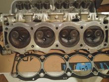 Cylinder head and gasket just after removal from block