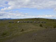 Row of Rovers, mine with the hood up to let some air under there, there was a nice breeze.