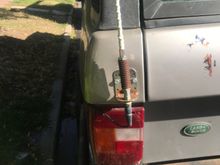 Some good old fashioned lag screws to hold the roasted cb antenna on 