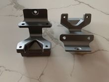 Anyway to install these via the shortcut method? They have horizontal and vertical mounting holes. They are from house of Vulkan.

I really don’t want to have to take any trim off I wonder if I can cut off the the vertical mounting holes and just use the other two mounting holes like the ones in the shortcut instructions?