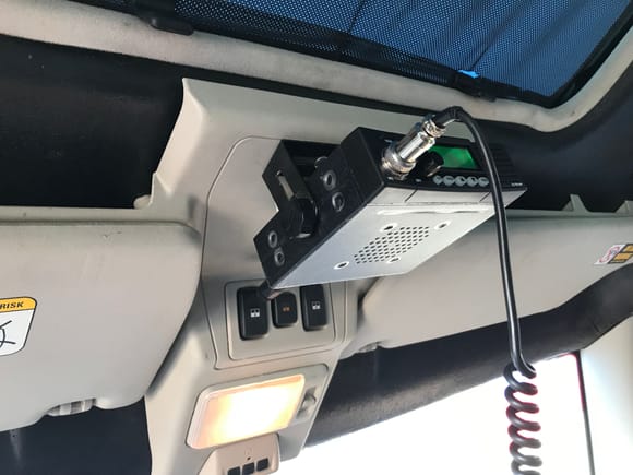 I like my Cb up high. Easy to see, play with when driving. I bought a shorter unit by ranger. A Cb specialty shop than modified it for better range. I’m still playing with the antenna tuning but seems great. I ran the cables when I redid my headliner