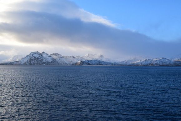 Early November 2015: Winter and final offload of the season. Big storm just passed and the harbor was full of other vessels so we had to anchor in a nearby lonely bay for the night.