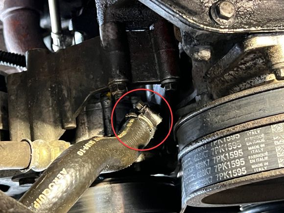 There was quite a bit of gunk here and this shows after I cleaned it. Not sure what hose this is or where it connects.