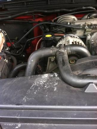 where coolant leaked after the water pump was replaced.