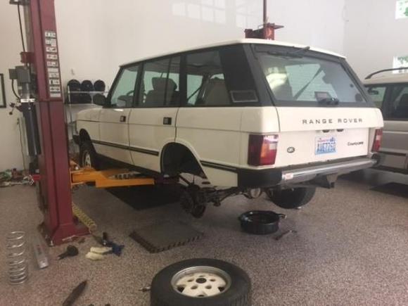 Wheels off for install of the Springs and Shocks.