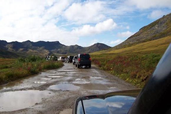Bumpy road in Hatcher's Pass, Alaska.