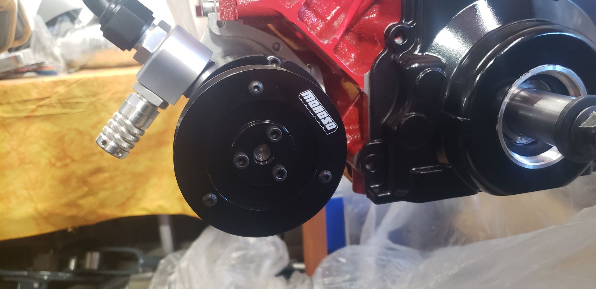 Moroso 3Vane Vacuum Pump Complete with AEI CNC AC low mount bracket