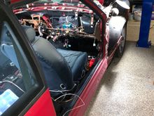 I’d already removed the dashboard and it was such a pain with the passenger side door that I decided to remove it. So much easier getting in and out of the car to do my work!