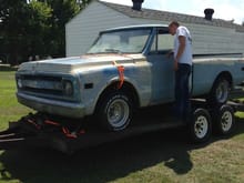 1970 C 10 the new project, Son admiring his new purchase