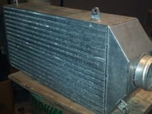 Air/Air intercooler, 3 1/2 inch in and out. It is two cores thick.