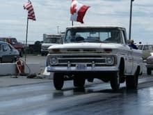 66pickup runs 11.48,1.50 60ft,113 mph,3700lbs.
race weight 11.90 class, OSCA 4100 lbs,still breaking out...lol 
Stock Truck with motor and trans changed,shifting on the column.