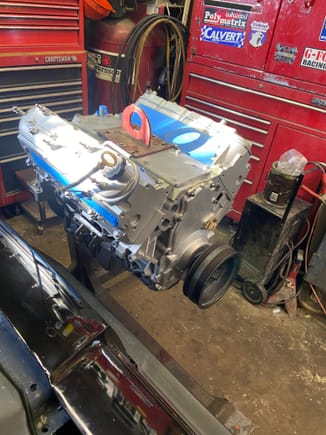 Got the long block back together. Stock bottom end rings gapped at .026 top .030 second. Ls9 gaskets and GM Performance parts bolts’ jfr. 216/222 cam and btr valve train . Going to run a tbss intake and my Bosch 210 injectors . Ready to go in but I’m waiting on a converter swap . Going to try a ptc 9.5. 17-0 converter. 