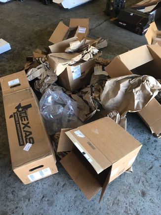 All the boxes from the parts being shipped...lot of expensive cardboard lol