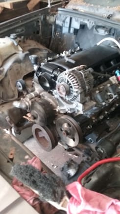 This is a truck alternator bracket cut in half and i "machined" of about 3/4 of an inch off the back to have it line up with ls1 gto accessories. I had a 4.8 that i put ls1 gto water pump and crank pulley and power steering pump on.The gto setup for alternator wouldnt work in my regal with the motor mounts i used just wanted to show other people how i solved my problem at home cheaply im new to this forum so i dont know if i can post like this but im trying to figure out this site thanks Anthony