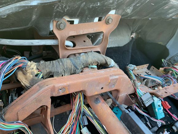You can see all the surface rust on the behind the dash, bare metal "skeleton" that supports the dashboard.