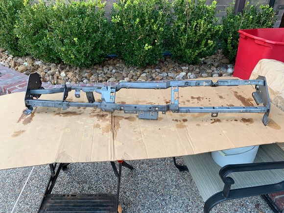 I'm applying that Ospho phosphoric acid rust treatment that I showed in an earlier picture.  You can see how it changes the color of the rust and metal.