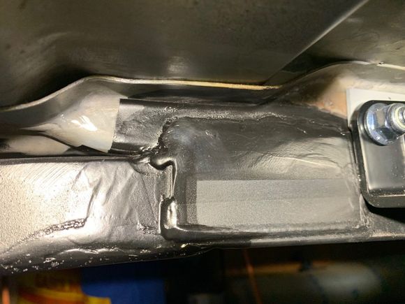 Front, middle.  Again, you can see to the lower left of the tab the ugly ground weld of the reinforcing plate.
