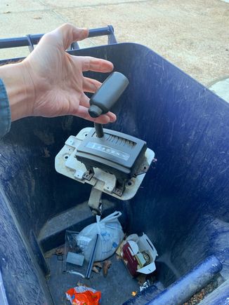 Here is the automatic transmission shifter right before I dropped it in my trash can!