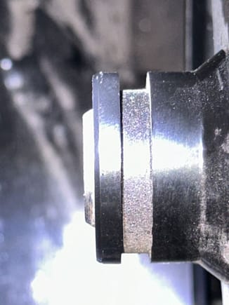 ICT billet PS pump pulley showing how far it’s pressed onto the shaft. 