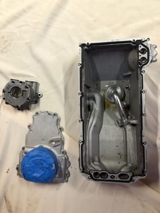 Z06 Corvette Dry sump oil pan, oil pump and front cover