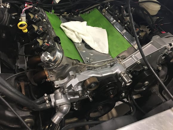 Ls7 water pump installed,painted to match the rest of my accessories