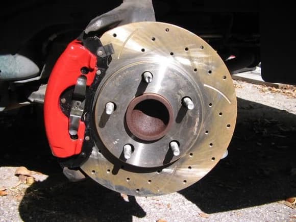 New brakes.  Stock ones were shot, so I ordered new rotors and pads.  Rotors are from summit and pads are also summit semi-metalic.  I have switched the rotors and it seems to stop a little bit better...have to update the pic...
