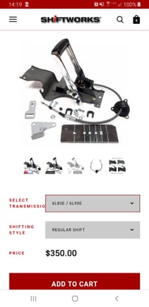 Shiftworks make a kit that lets you use an original-style shifter with the 6L80. I already have that cable from when I ran their 200-R4 kit, so that saves $90 or so. 
