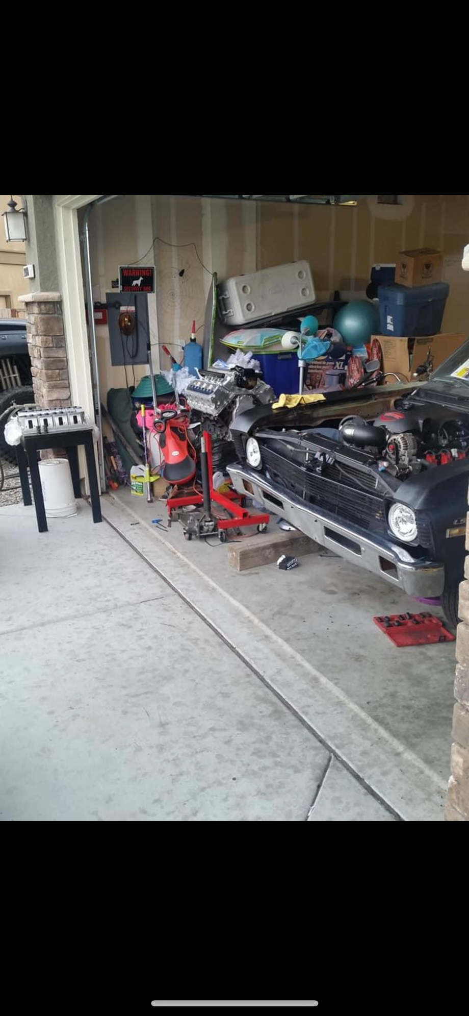 The motor in the car was my first swap and its a nice lil cammed (220/220) strung out 4.8�.this is the one that started it all�.the 370� behind it is what went in its place shortly after and now is being built into a supercharged 408��..the 4.8 is supercharged (centrifugal) and now lives in my �73 c10 swb fleetside