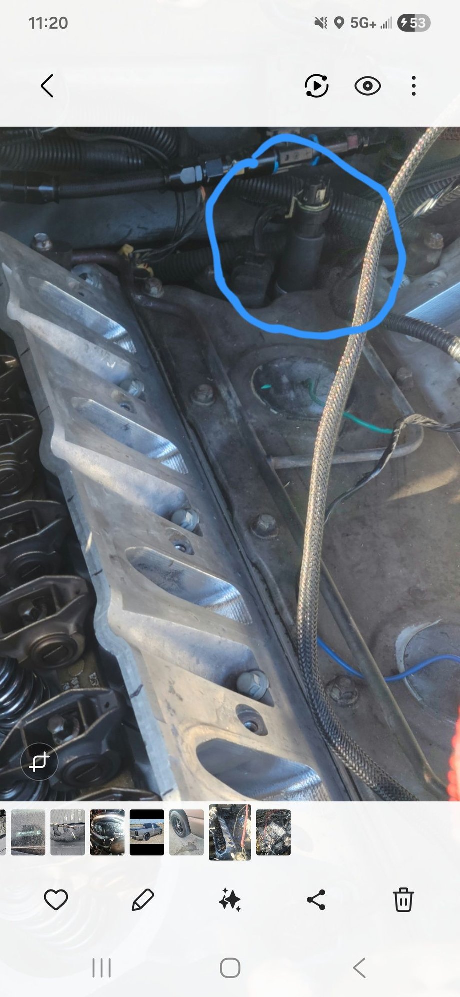 I found the old picture of my old motor but it shows the sensor in the factory location, unscrew that and put the tee then screw new sensor into npt on side and run wires.