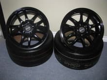 Satin black 18lb racing rims and tires