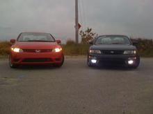 08 Rallye Red Civic SI K20a And My 97 Night Hawk Black Maxima SE VQ30DE