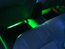 Green l.e.d lights under back seats.
