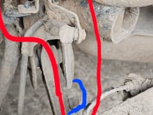 What is marked with red is the whole assembly, the blue bit is where it snapped from.