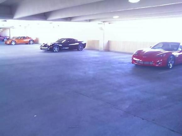 in the garage at work with the other vettes