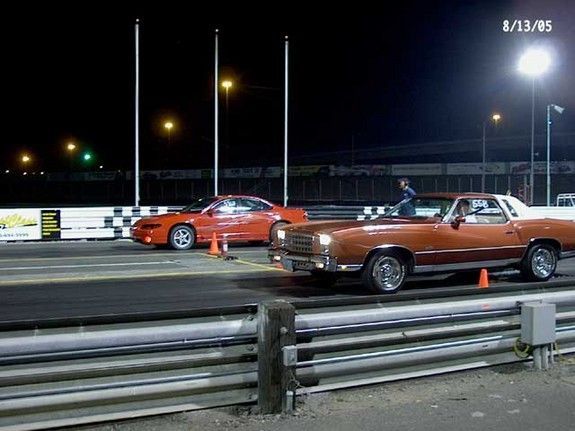 My Monte at Portland International Raceway in 2005 with my car club, PDXCGP, for our PFYC.com sponsored bracket race. Lined up with a Grand Prix GTP.