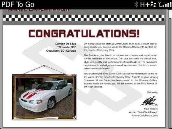Monte of the Month - February 2014