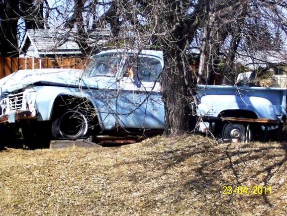 Rusted out floorboards, rockers, fenders, cab mounts, no right or rear glass, ceased motor, smashed up hood, full of bullet holes &amp; 3 flat tires. Perfect. At least one door is good!