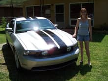 Hot Mustang Girl and My 2010 GT its two days old when this picture was taken.