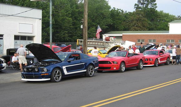 Two of our Dan Gurney Saleens and a Shelby GT 500 at the Pilot Cruise In August 08