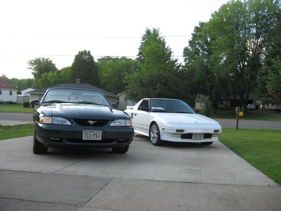 98 Mustang GT V8 Convertible with the 88 Toyota MR2