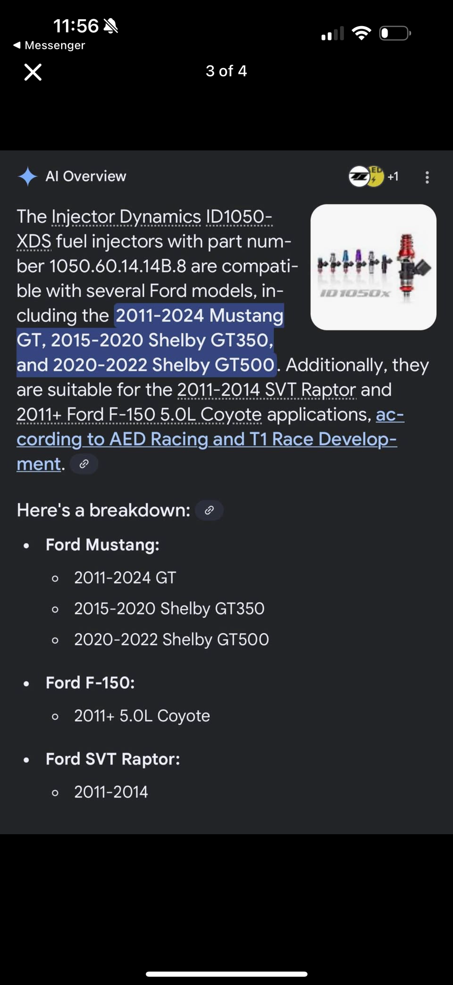 Engine - Intake/Fuel - Injector dynamics XDS 1050.60.14.14B.8 - New - 2011 to 2024 Ford Mustang - Fort Myers, FL 33912, United States