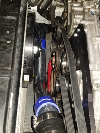Well i learned tonight that the Tial Q 50 is to big to fit comfortably in between  the radiator and my pulleys.  So it's going to be on the back side about 6 inches from the blower.  Also after BOV V-Band connection gets welded on this hose will get wrapped to help prevent radiant heat soak. 