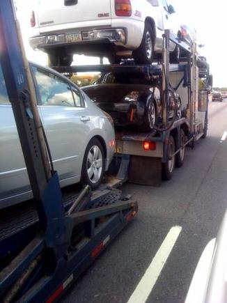My z on it's way from Cali. to NC.  My buddy caught this photo by chance when he was in GA.  My Z was in it's 2nd week of transport!
